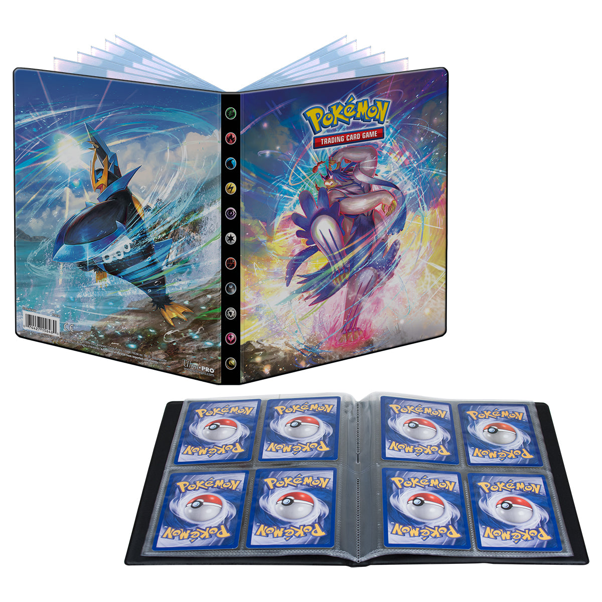 Ultra Pro Pokemon TCG 4-Pocket Portfolio binder with multiple card sleeves, designed for storing and organizing Pokémon trading cards.