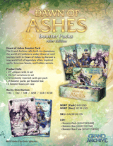 Dawn of Ashes Booster Box from Grand Archive TCG: Dawn of Ashes Alter Edition by Weebs of the Shore, featuring colorful card artwork.