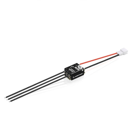 Hobbywing EZRUN Mini28 ESC for 1/28 scale RC car, compact electronic speed controller with wiring and connectors visible.