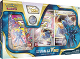 Pokemon Dialga VSTAR and Palkia VSTAR premium collection cards featuring Origin Forme Dialga from the Pokemon trading card game.