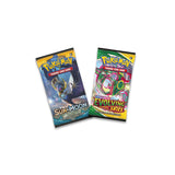 Pokémon TCG First Partner Pack featuring Kanto region starter Pokémon with booster cards and collectible items on a white background.