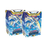 Pokémon TCG Silver Tempest Build & Battle Stadium box with booster packs and accessories, featuring Pokémon artwork.