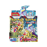 Pokemon Scarlet & Violet Booster Box featuring vibrant booster packs with colorful artwork and branding.