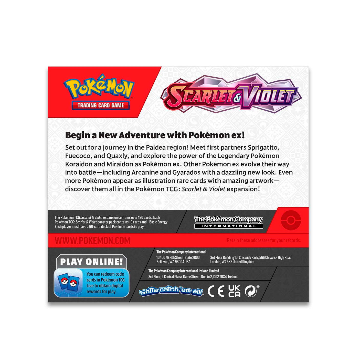 Pokemon Scarlet & Violet booster box featuring colorful booster packs and vibrant artwork from the Pokemon trading card game.