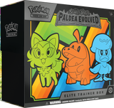 Pokemon Paldea Evolved Elite Trainer Box for Pokémon TCG, featuring colorful packaging and collectible card game accessories.