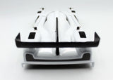 Reflex Racing RAD001 LMP3 1/28 scale Lexan RC car body with detailed aerodynamic design and clear material.