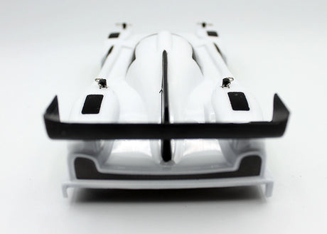 Reflex Racing RAD001 LMP3 1/28 scale Lexan RC car body with detailed aerodynamic design and clear material.