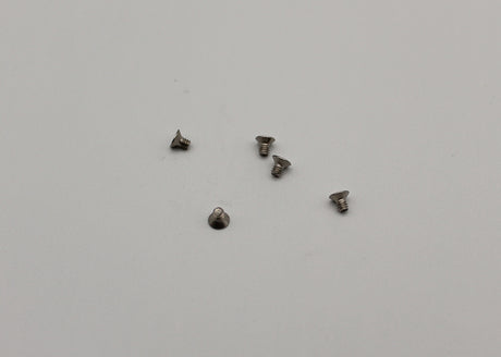 Reflex Racing RX28-024 M2x3mm countersunk screws for RC car parts, shown in close-up with shiny metal finish.