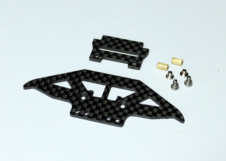 Reflex Racing RX511 Jomurema GT01 RC car bumper and clip set, black and silver, with mounting clips on a white background.
