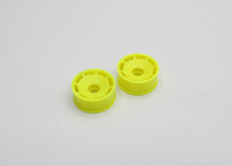 Reflex Racing RX600F0Y yellow speed dish front wheel for RC cars with 0 offset, showcasing the detailed design.