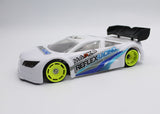 Reflex Racing RX600F0Y yellow speed dish front wheel for RC cars with 0 offset, detailed close-up image.