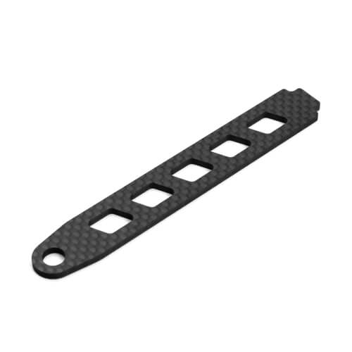 Tekno TKR6503C carbon fiber RC car battery strap, lightweight and durable for secure battery placement.