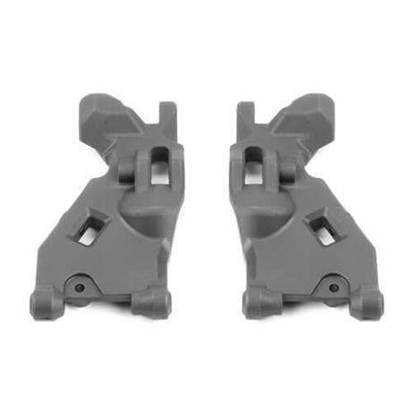 Tekno TKR6525B RC car front suspension arms, black plastic components for durable off-road racing.