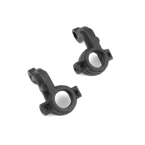 Tekno TKR6553 RC car spindles with detailed metal components for improved steering and durability.