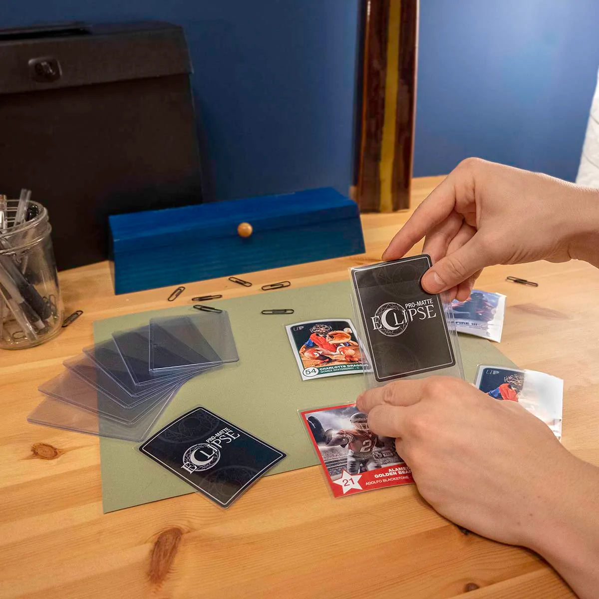 Ultra Pro 3x4-inch card top loaders and soft sleeves bundle for protecting collectible trading cards.