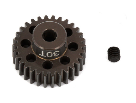 Team Associated Factory Team aluminum 48P pinion gear for RC cars with 1/8" shaft, shown in the image.