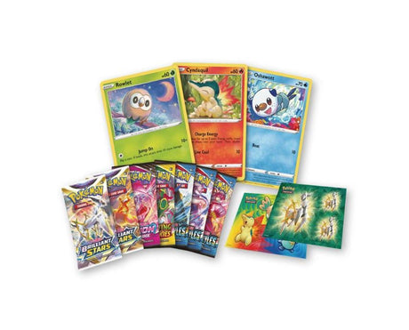 Pokemon Collector Bundle featuring Pokémon Trading Card Game packs, collectible cards, and accessories in a vibrant display.