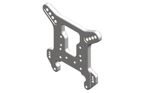 Team Corally 5mm aluminum rear shock tower for RC cars, compatible with Python and Radix models, shown in the image.