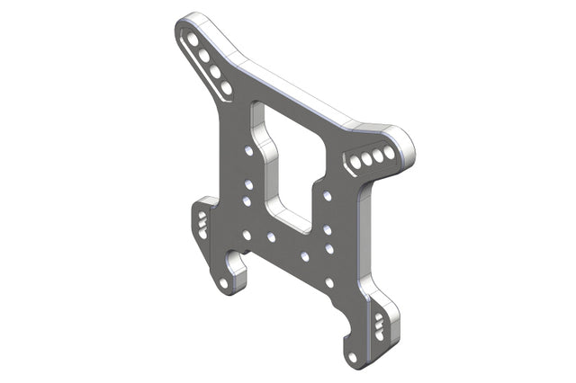 Team Corally 5mm aluminum rear shock tower for RC cars, compatible with Python and Radix models, shown in the image.