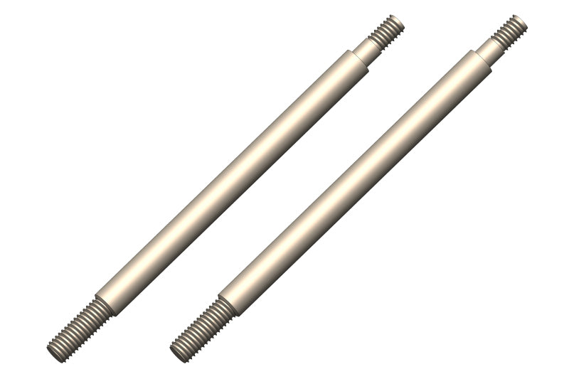 Team Corally 55mm steel front shock shaft for RC car, compatible with Python or Radix models, shown in close-up image.