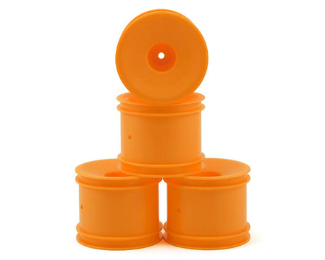 Orange DE Racing Speedline ST RC car wheels for 1/10 trucks, featuring a sleek design and durable construction.