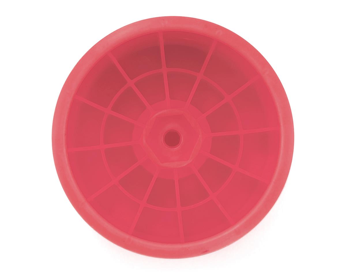 Pink DE Racing Speedline ST RC car wheels for 1/10 trucks, featuring durable construction and stylish design.