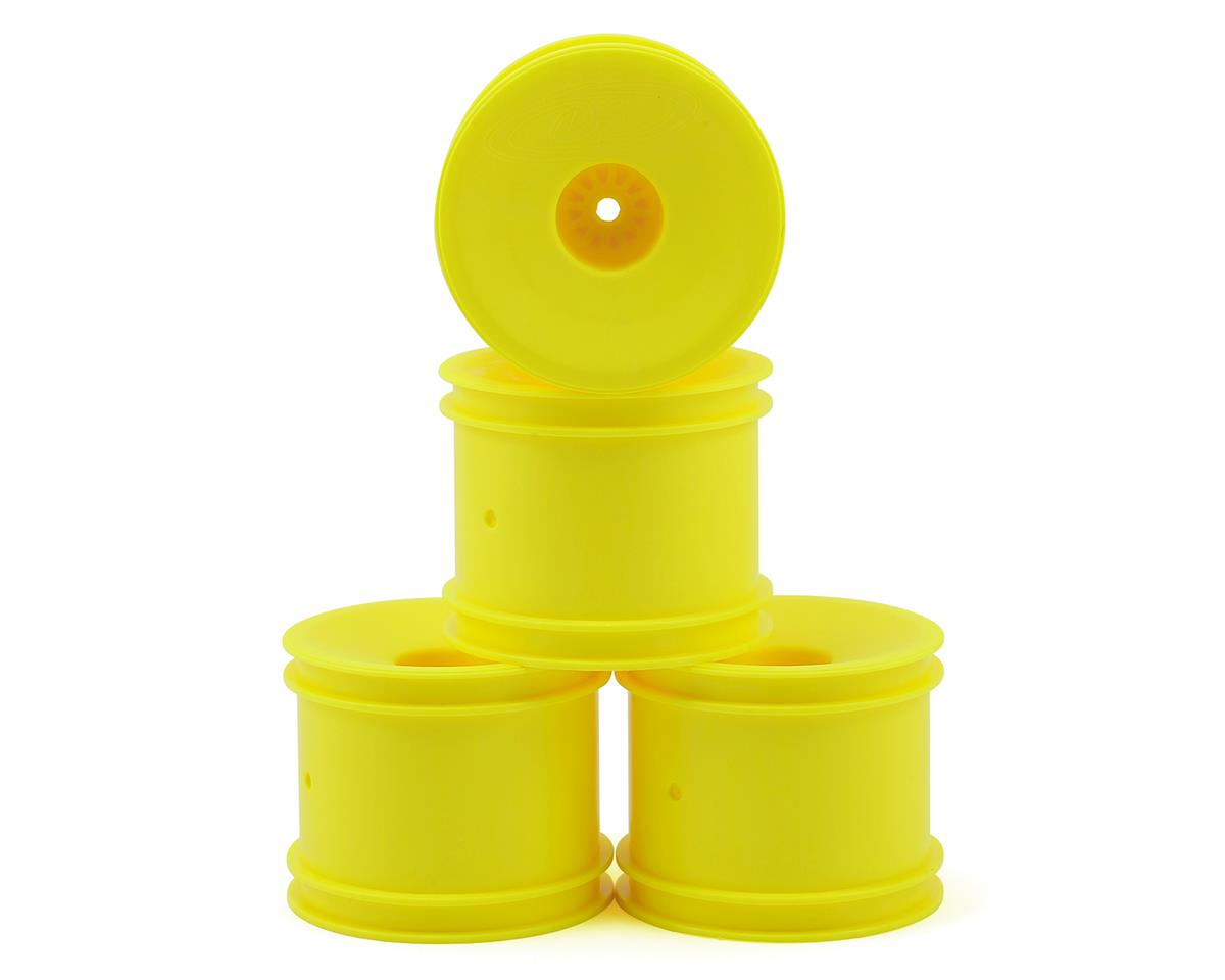 Yellow DE Racing Speedline ST RC car wheels for 1/10 trucks, showcasing durable design and vibrant color.