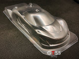 GT55 Racing P1 Lexan clear body shell for 98mm wheelbase racing RC car, featuring lightweight, durable Lexan construction.