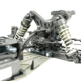 Tekno EB410.2 1/10th scale 4WD electric RC buggy kit with sleek design and detailed chassis, ready for competitive racing.