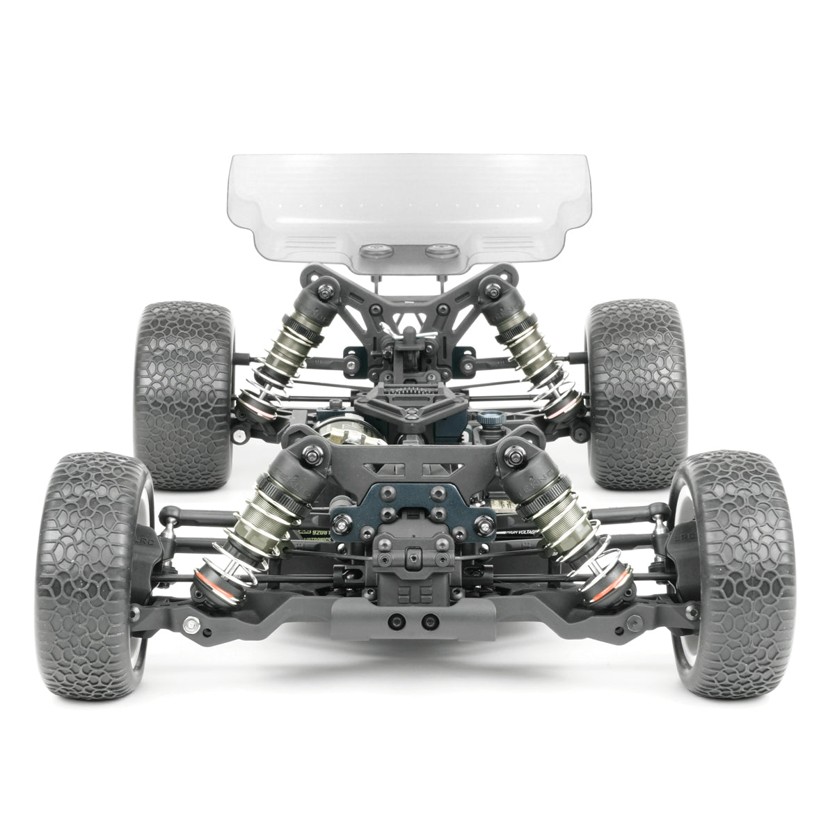Tekno EB410.2 1/10th scale 4WD electric RC buggy kit with detailed chassis and suspension, ready for competitive racing.