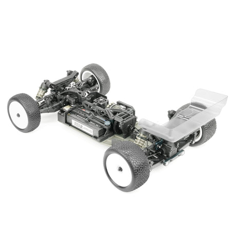 Tekno EB410.2 1/10th scale 4WD electric RC buggy kit with detailed chassis and suspension, ready for competitive racing.