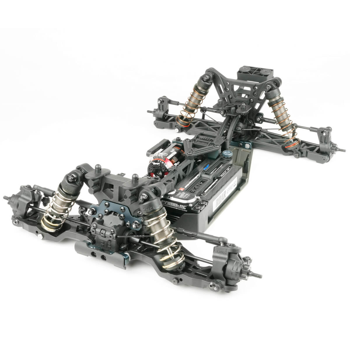 Tekno TKR7202 ET410.2 1/10th scale 4WD electric RC Truggy kit with detailed chassis and colorful body, ready for racing.