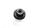 Black Exotek Racing Flite 48P pinion gear with alloy collar, made of POM, for RC cars, shown on a white background.