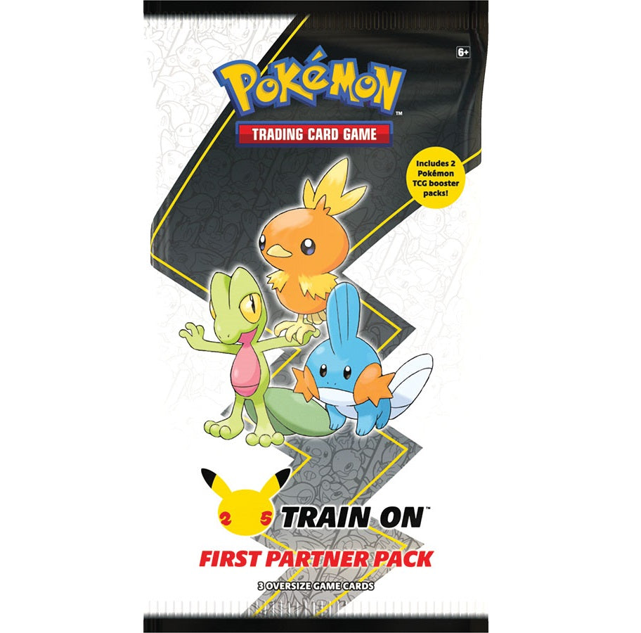 Pokémon TCG First Partner Pack (Hoenn) featuring Pokémon cards from the Hoenn region, with colorful booster packs and game accessories.