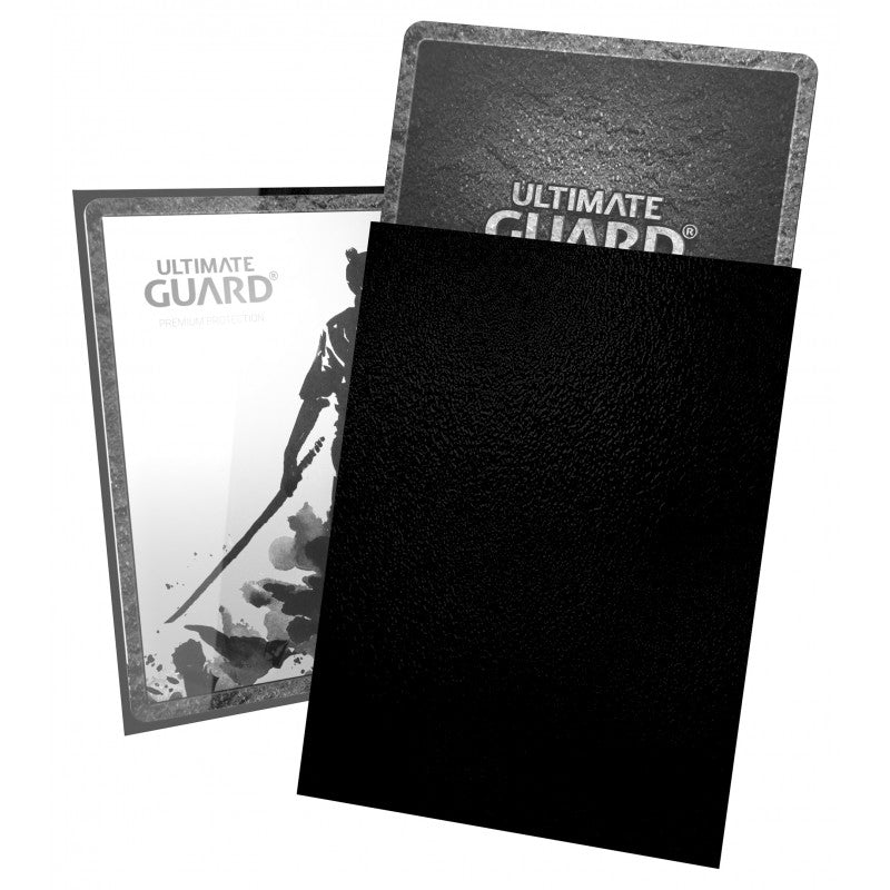 Black Ultimate Guard Katana Standard Size Card Sleeves for protective card storage and gameplay.