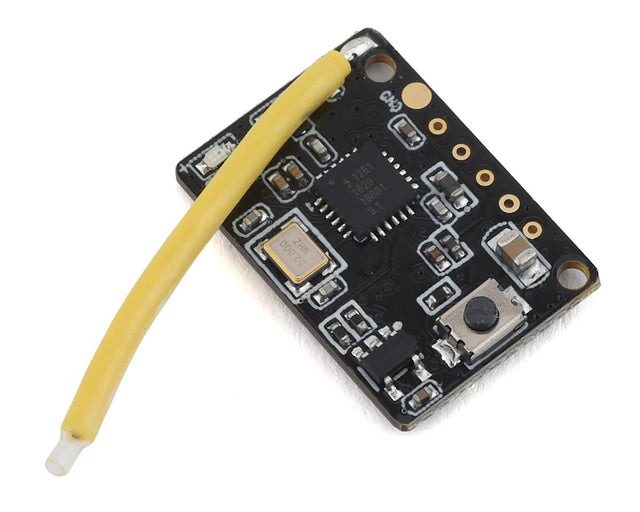 Flysky Noble4 Mini-Z EVO RC receiver mounted on a transmitter with visible wiring and controls.