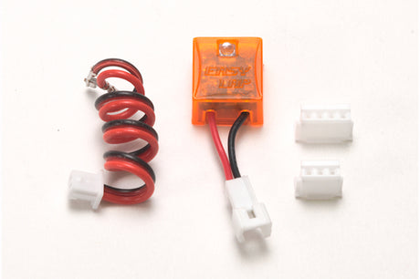 Kyosho Easylap Micro Transponder ET001X for RC car, compact device with LED indicators and connection ports.