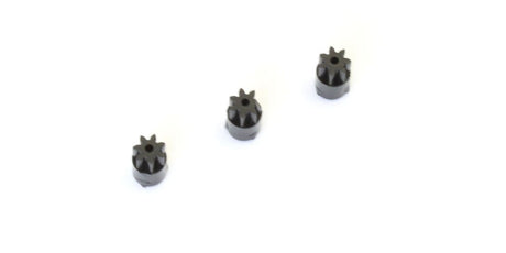 Kyosho RC car pinion gear set with three 7-tooth gears, compatible with MZ6BK-07 model, showing gear teeth and packaging.