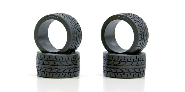 Kyosho Mini-Z racing radial wide tires with 10° angle, set of four RC car parts for improved grip and stability.