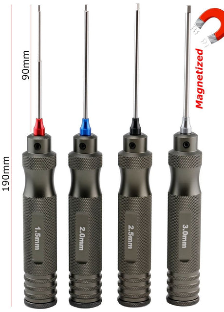 Powerhobby Pro Series magnetized hex tool set for RC cars, includes 1.5mm, 2.0mm, 2.5mm, and 3.0mm metric hex drivers.