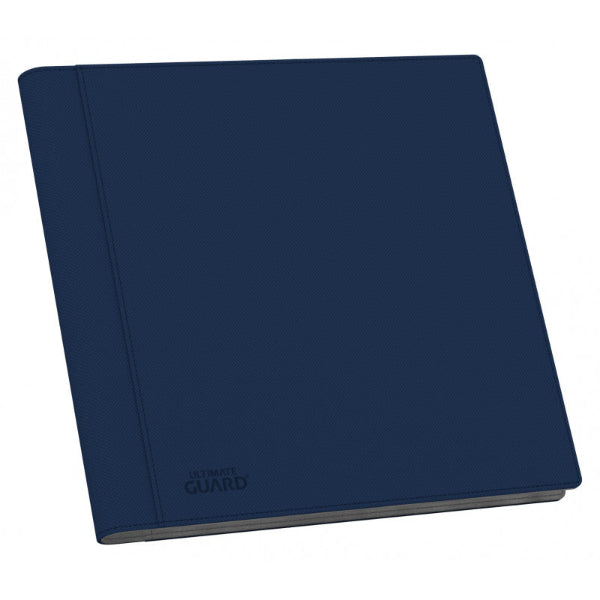 Dark blue Ultimate Guard 12-pocket Quadrow portfolio with Xenoskin cover, designed for storing trading or collectible cards.