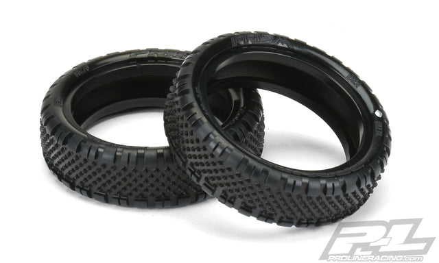 Proline Prism 2.2-inch 2WD Z3 medium carpet front tires for 1/10 RC buggy, shown mounted on RC car wheel.