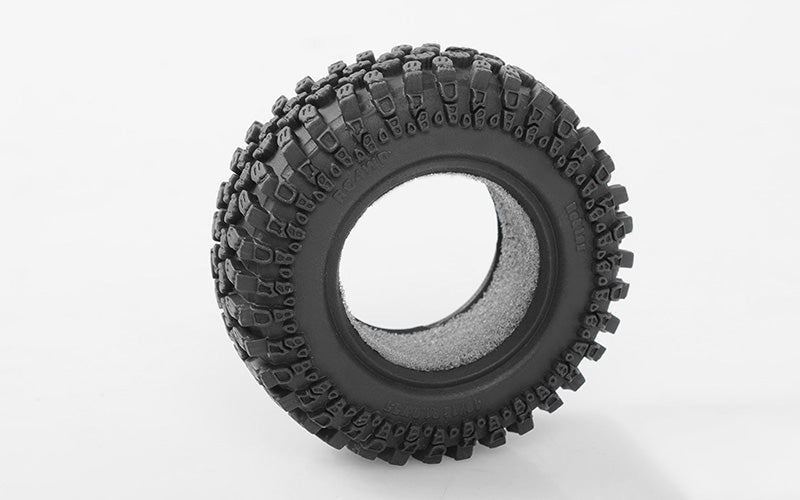 Pair of RC4WD Element Rok Lox 1.0-inch micro comp tires for RC cars, showing tread pattern and sidewall details.