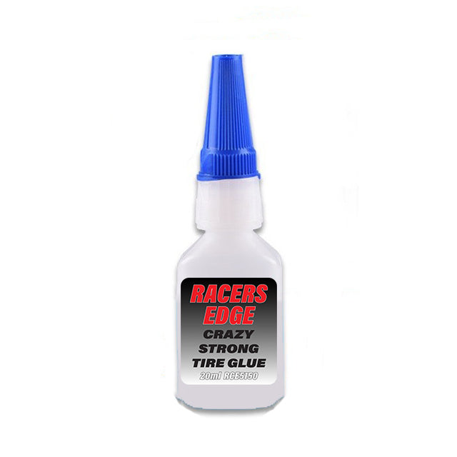 RC Car Racers Edge Crazy Strong Tire Glue 20g with pin cap and two tips for secure tire attachment