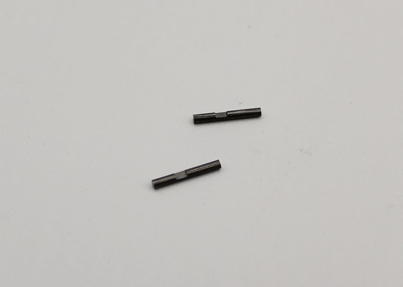 Reflex Racing RX28-015 hardened steel upper arm hinge pins for RC car parts, showing close-up of metal pins on a racing RC vehicle.