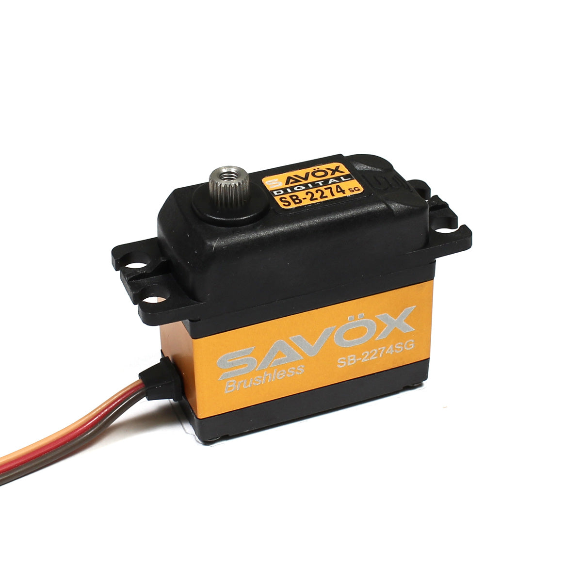 Savox SB-2274-SG high voltage brushless digital RC car servo with metal gears and sleek design, rated 0.080sec and 347.2oz torque at 7.4V