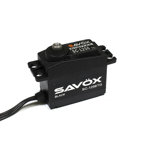 Savox SC-1256TG-BE Black Edition standard size coreless digital RC car servo with 0.15sec speed and 277oz torque at 6V