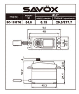 Savox SC-1256TG-BE black edition standard size coreless digital RC car servo with 0.15 sec speed and 277 oz-in torque at 6V