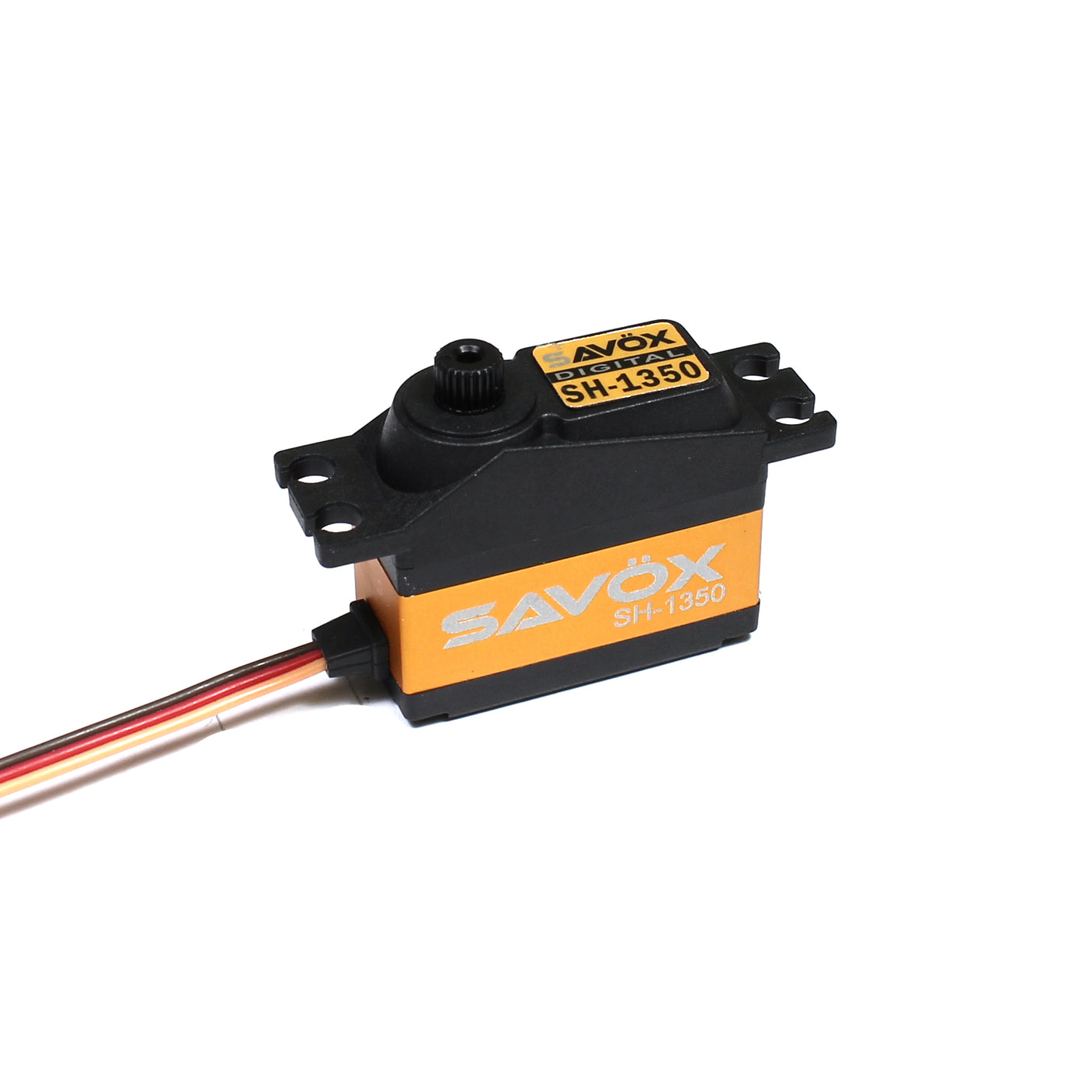 Savox SH-1350 mini coreless digital RC car servo with metal gears and compact design, ideal for high-performance remote control vehicles.