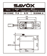 Savox SW-1210SG-BE Black Edition waterproof high voltage digital RC car servo with metal gears and black finish.